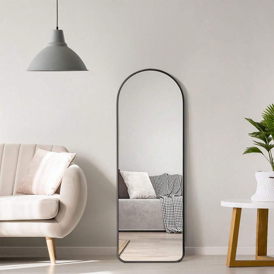LIVINGANDHOME Living And Home Arch Full Length Wall Mirror - Black - View 1