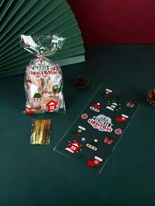 50个圣诞印花礼品袋；烘焙饼干和糖果用塑料袋；各种透明圣诞主题礼品包装袋；圣诞装饰品；圣诞睡衣；圣诞礼物；圣诞装饰 - 彩色 - 查看 6