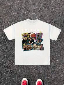 Camiseta holgada informal para mujer con estampado gráfico de Friends TV Show, 220 g, 100 % algodón, 1 unidad