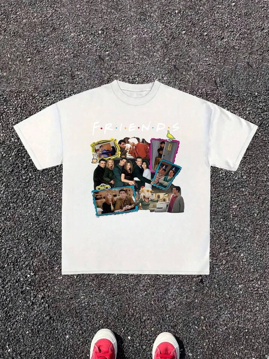 Camiseta holgada informal para mujer con estampado gráfico de Friends TV Show, 220 g, 100 % algodón, 1 unidad