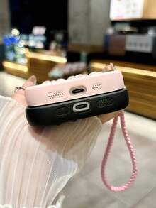 Bow-Knot 1pc Elegant Pink Bow Full Body Shockproof Phone Case Compatible With Apple 11, 11 Pro Max, 12, 12 Pro Max, 13, 13 Pro, 13 Pro Max, 14, 14 Plus, 14 Pro, 14 Pro Max, 15, 15 Pro, 15 Plus, 15 Pro Max, 16, 16 Pro, 16 Plus, 17 Pro Max With Clover Lanyard - Pink - View 4