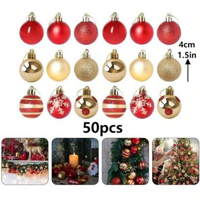 VINCAN 50pcs New Arrival 4cm European-Style Christmas Plastic Balls – Create Your Exclusive Dream Christmas Tree, Office Decor And Accessories, Christmas Decor Home, Decoration