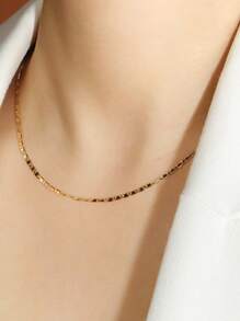 1 件 2 毫米扁平镀金朋克项链，男女通用 DIY 珠宝时尚配饰，16-30 英寸 - 金色 - 查看 5