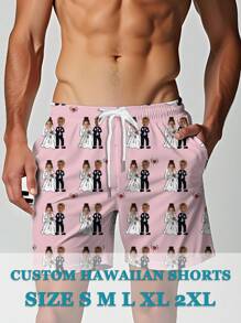 Pantaloncini personalizzati con stampa di sposa e sposo, con foto personalizzata, regalo di compleanno, regalo per vacanze, addio al celibato, matrimonio in spiaggia, festa in pigiama