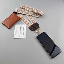 Correa de teléfono móvil cruzada con cremallera de junta universal, billetera ajustable, correa de teléfono celular para bolsos de mujer, estuche para auriculares - Marrón - Ver 5