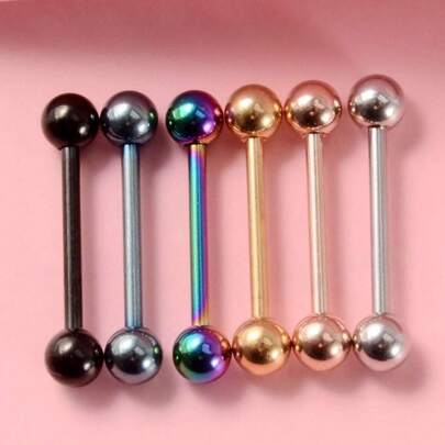 6 Stück Edelstahl beschichtete Zungenringe, geeignet für den täglichen Gebrauch