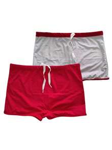 Lined Boxer Shorts With Elastic And Drawstring, Lined With UV50+ Protection - Red - View 4