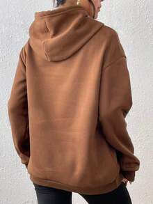 Women's Sweatshirt Cold Weather Blouse Coat Winter Jacket Hooded  Sweatshirt Long Sleeve Premium Flannel - Rust Brown - View 2