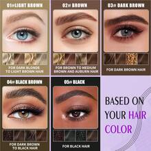 HelloKiss Double-Ended 4-Fork Tip Eyebrow Pen & Clear Brow Gel, Waterproof Smudge-Proof Long-Lasting Microblading Brow Pencil With Precise Brush Tip For Natural Hair-Like Brows, Shaping Filling Makeup For Women - Multicolor-purple Tube - View 9