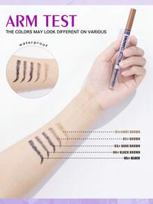 HelloKiss Double-Ended 4-Fork Tip Eyebrow Pen & Clear Brow Gel, Waterproof Smudge-Proof Long-Lasting Microblading Brow Pencil With Precise Brush Tip For Natural Hair-Like Brows, Shaping Filling Makeup For Women - Multicolor-purple Tube - View 4