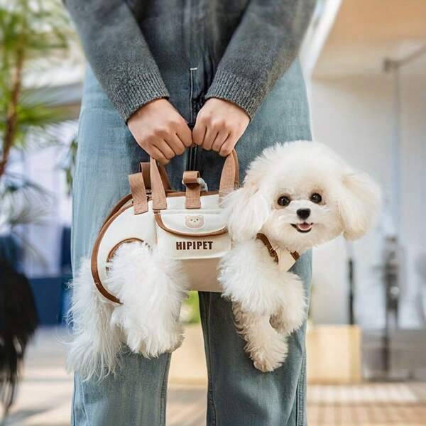 Mochila transportadora de mascotas de malla transpirable - Correas ajustables para los hombros, adecuada para mascotas pequeñas y medianas, bolsa para el hombro para viajes al aire libre y uso diario sin usar las manos