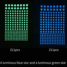 202 piezas Pegatinas de estrellas fluorescentes para techo, Adhesivos de pared luminosos, Pegatinas decorativas de estrellas 3D tipo punto para dormitorio o regalo de cumpleaños - Azul - Ver 15