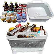 Chậu rửa bát gấp gọn 2,4 Gal (9L) – Bát rửa chén bằng silicon có thể gấp gọn dùng cho cắm trại, xe RV, tiết kiệm không gian & dễ cất giữ – Nút xả nước & Thiết kế di động Trang trí nhà cửa, Lưu trữ tiệc tùng, Lưu trữ Giáng sinh, Lưu trữ năm mới - Xám - Xem 4