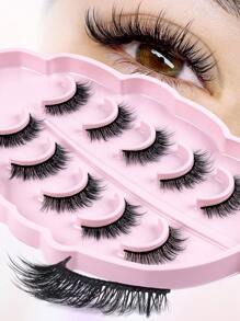 MAGEFY 5/10/12对3D仿貂毛假睫毛，带叶子托盘，自然逼真，浓密柔软，可重复使用，独立包装，化妆工具，包含眉刷和可选的涂抹器 - 交叉款 - 查看 15