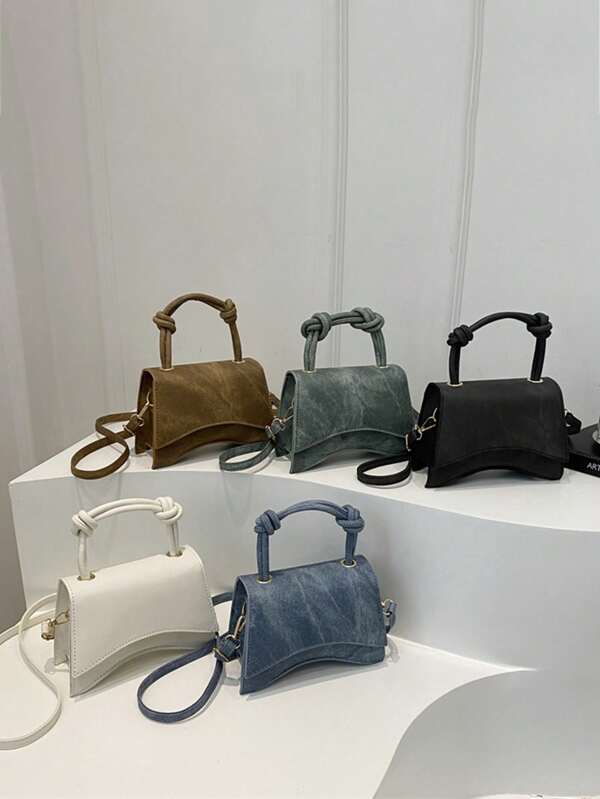 1 Piece Of Retro Korean Style Handbag Personalized Fashion Simple Shoulder Crossbody Small Square Bag, Pu Material, Magnetic Buckle Closure, Adjustable Shoulder Strap, Suitable For Shopping, Daily Commuting, Hand-Held Crossbody, Fashionable Retro Versatile Square Bag Shape Handbag