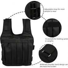 Exercise Weighted Vest Fitness Training Workout Sport 110lbs Weighted Adjustable - màu đen - Xem 3