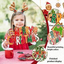 1 件圣诞快乐门饰姜饼人木制标志门挂圣诞装饰品圣诞节前门/墙壁装饰派对用品 - 彩色 - 查看 5