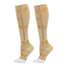 1Pair Of Zippered High Performance Compression Socks For Men And Women Knee High Sports Support Breathable Nylon Blend For Running Cycling Fitness Exercise - Multicolor - View 14