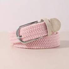 1 条女士帆布弹力编织装饰腰带，时尚休闲复古皮带，无扣，适合晚宴、派对、日常穿着、婚礼等场合秋季、万圣节