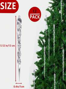 12pcs Spiral Icicle Christmas Tree Decorations, Spiral Hanging Ornaments For Christmas Holiday Party Wedding DIY Accessories - White - View 2
