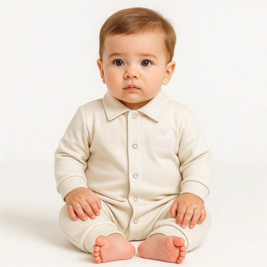 Macacão Infantil Bebê Menina Básico Super Confortável e Leve Lançamento - OffWhite - Visão 1