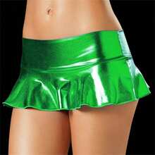 1pc Sexy Mini Skirt, Faux Leather Low Waist Clubwear Skirt, High Waist Skirt For Nightclub, Costume Cosplay ,Halloween Costume, Party Dress - Multicolor - View 44