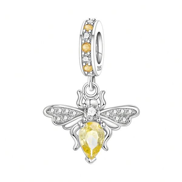 Orstarry 1 Pc S925 Sterling Silver Cute Yellow Bee Pendant,Insect Element,Suitable For Bracelet Necklace DIY High-End Jewellery Making,Elegant And Creative Ladies Gifts Birthday Gifts Souvenirs
