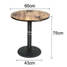 Mesa de bar, mesa de bar redonda, mesa redonda de una sola pata, 60 x 60 x 72 cm, base estable, mesa de altura de mostrador, mesa de cóctel de bar, estructura de metal, adecuada para bistró, restaurante, sala de estar, terraza, estilo moderno, fácil montaje, adecuada para espacios pequeños - Impresión digital en color madera - Ver 5