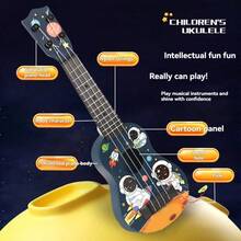 1pc Toy Classical Ukulele Guitar Musical Instrument, ABS Plastic Material, Brown, Halloween Gift