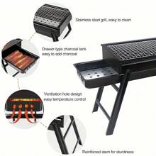 Foldable BBQ Grill With Cooking Grid - Compact, Space-Saving Design For Camping, Picnics & Small Spaces