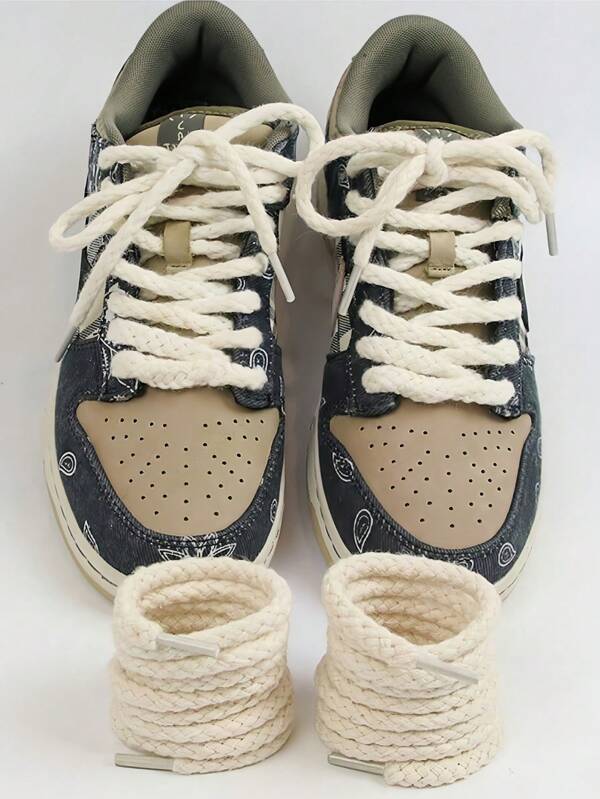 2 Stück/Set neue dicke Leinen Schnürsenkel, unisex, geeignet für Sneaker, Chunky Sneaker, Skateschuhe, Sportschuhe, essentiell für Schulanfang und Herbst/Winter Saison (ca. 120cm)