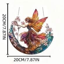 2D Flat, 1pc, Double-Sided Printed Acrylic Delicate Fairy Light Catcher, Outdoor Decor, Wall Decor, Home Decor, Yard Garden Decor, Thanksgiving Christmas New Year Gift Idea, Living Room Wall Art - Ideal Holiday Gift, 2D Flat