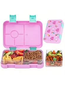 Yocity 1pc Solid Color Or Printed Detachable Bento Box, Lunch Box, Divided Lunch Box, Suitable For Picnic, Cafeteria, Kitchen Organization, Kitchen Accessories, Suitable For Work And Travel (Stickers Sold Separately) - Multicolor - View 11