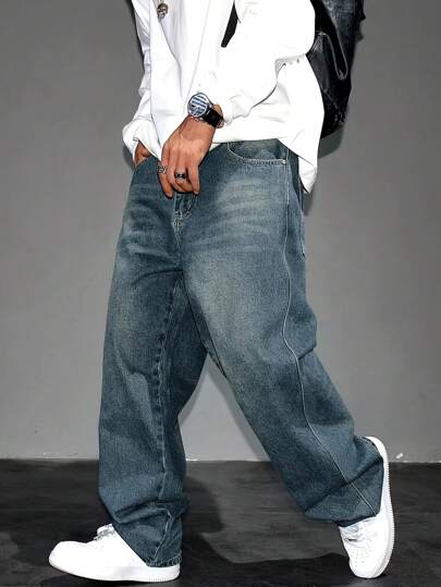 Men's Casual Loose Fit Denim Jeans