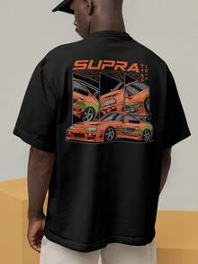 Oversized Streetwear T-Shirt Supra MK4 Orange Car Fast And Furious REF 7241 VEST NERD - 黑色 - 查看 9