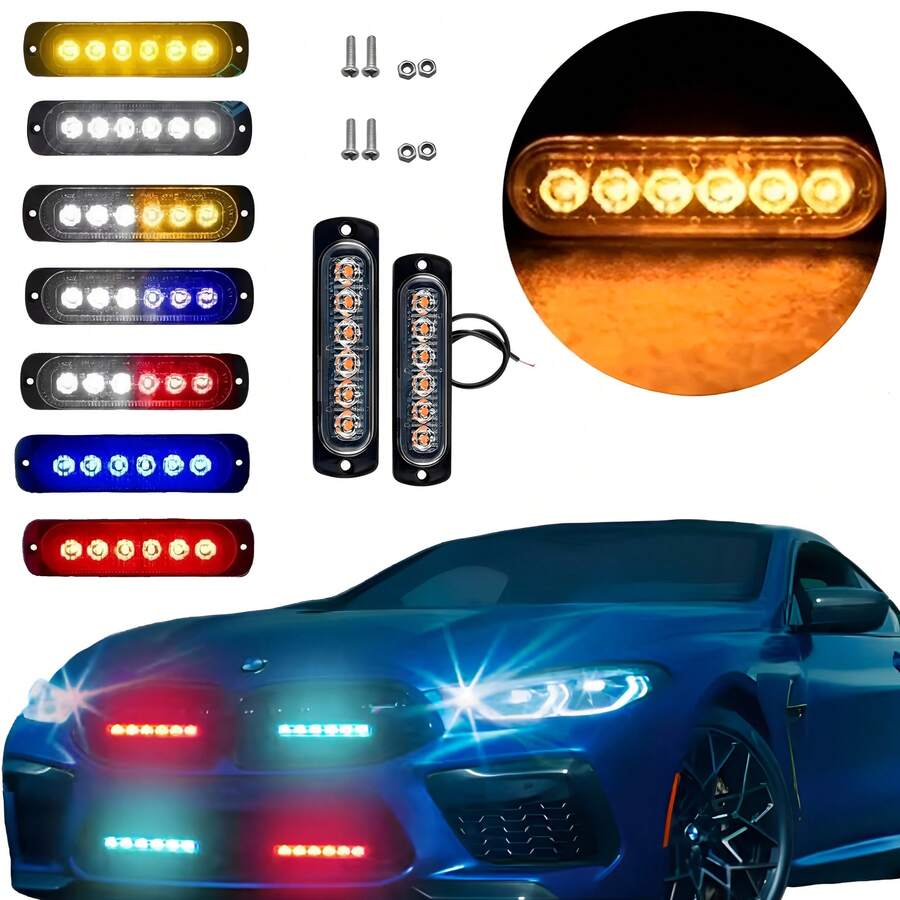 Led Headlight Patrol Escort Side Bar Motorcycle Auto Strobe. Vmingo - أصفر - مشاهدة 1