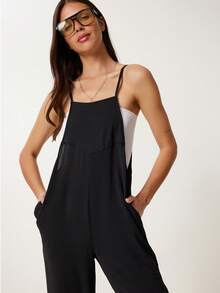 Solid Color Casual Pocket Twist Vacation - Black - View 4