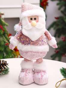 Joivida 新款粉色圣诞老人可伸缩格纹布娃娃，圣诞亮片粉色可伸缩人偶，酒店、酒吧和商场的圣诞装饰，圣诞主题活动和派对，家居装饰品，圣诞和新年礼物 - 粉色 - 查看 4