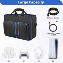 Geantă de transport, geantă de călătorie compatibilă cu PS-5 Disc și Digital Edition, geantă de umăr protectoare pentru consolă PS-5, controllere, cărți de joc, decorațiuni de Halloween