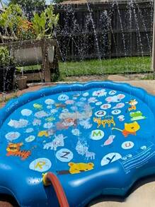 Alfombra de rociado de agua de 100 cm, adecuada para que los niños jueguen con la alfombra con letras, juguete de agua de verano para exteriores, piscina inflable para niños, juguete de piscina para exteriores para niños y niñas, con pelota de playa, adecuado para niños de 3 a 12 años, juguete de agua para mascotas en exteriores. Graduación. Regalo de graduación. Regalos de Pascua. Regalos de Halloween.