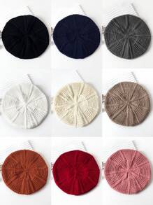 2 件/1 件女士粗针织纯色休闲贝雷帽，时尚百搭