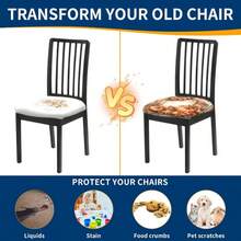 1/4/6/40pcs Autumn, Pumpkin, Book Page Lace And Flowers Printed Removable Full-Cover Stretchable Milk Fiber Fabric Chair Covers ,Restaurant Chair Covers - Square Chair Cushion Covers For Restaurant Kitchen Dining Hotel Seat Covers Removable Soft Cushion Chair Covers