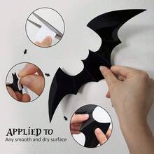 12pcs Bat Wall Stickers, Suitable For Various Festivals, Halloween Decoration - Black - View 2