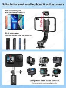 AXNEN 67" Bluetooth Selfie Stick Tripod With Detachable Remote, Extendable Phone Tripod And 3-In-1 Portable Stand, For Live Streaming And Photography, Compatible With IPhone 16/15/14 Pro Max/14 Pro/14/14 Plus/13 Pro Max/13 Pro, Galaxy S22 - Multicolor - View 8