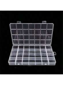2/1 Pieza de caja de almacenamiento fija y transparente de 28 rejillas, adecuada para joyas con diamantes y cuentas, caja de almacenamiento multifuncional, diseño conveniente, el mejor regalo para madres, amigos, maestros, compañeros de clase, bodas, regalo interesante