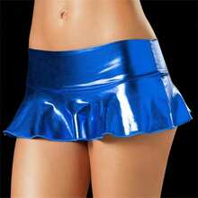1pc Sexy Mini Skirt, Faux Leather Low Waist Clubwear Skirt, High Waist Skirt For Nightclub, Costume Cosplay ,Halloween Costume, Party Dress - Multicolor - View 9