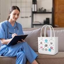 MultiPocket Bag Inserts For Tote Bags Lightweight Nylon Bag Inserts For Travel Hard Shell Bag InserNurse Charms For Bogg Bags Insert Accessories Decoration Fits For Simply Southern Rubber Beach Totes Luxury Felt Bag Inserts For Designer Bags - Đen2 - Xem 6