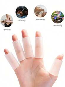 Gel Finger Protectors, Silicone Finger Sleeves & Pads, Trigger Finger Silicone Sleeves, Finger & Toe Caps, Unisex, Thumb Protector, Soft Elastic Hand Washable Design Finger Sleeves, Finger & Toe Protector, Toe Separator, Silicone Finger Pads, Relieve Finger Fatigue, Low Allergy, Reusable Hand Care Accessories ﻿