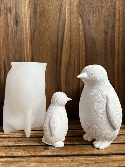 1 pieza Molde de silicona 3D de pingüino para hacer velas, jabones y decoraciones de aromaterapia, molde de animal de silicona para decoración de escritorio y regalos hechos a mano