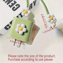 简约花卉充电保护壳，适用于 Apple 14/13/16/15 系列快速充电适配器，20W 充电器保护壳，理想礼物 - 綠色 - 查看 3